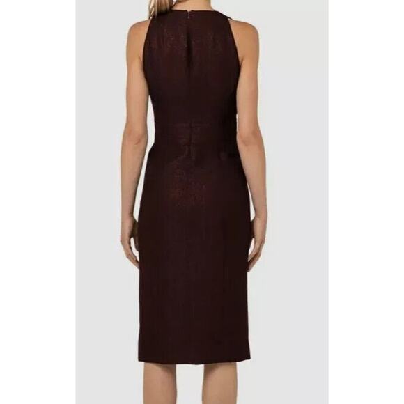 Akris Sheath Dress Women's 8 Marsala Shimmering Wool V-Neck Side Slit NWT $2490 - Picture 2 of 9